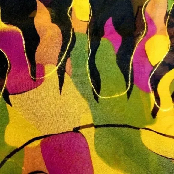 CLEOPATRA Boho Novelty Sun face Artsy Headscarf Neck Scarf Shawl Sz: OS - Picture 5 of 7